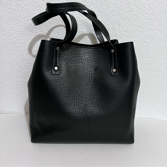 Forever 21 Black Faux Pebbled Leather Tote with Inside Zip Pocket Large - Picture 3 of 13